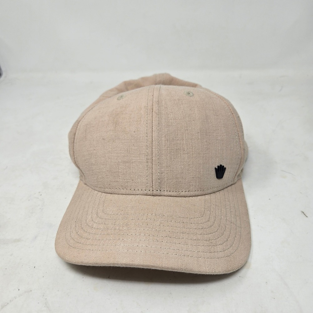 No Bad Ideas Tan Baseball Cap Hat Minimalist Logo Linen Blend Neutral Earth Tone